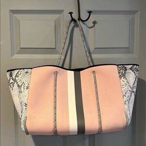 HAUTE SHORE Pink and Black Tote Bag